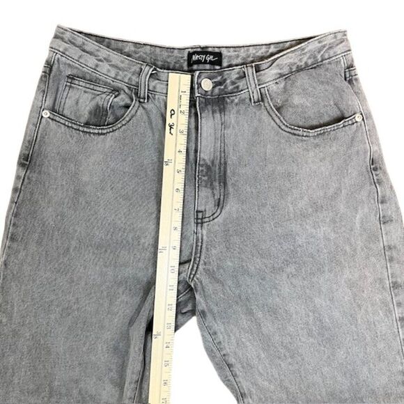 Nasty Gal Light Wash Black Denim Relaxed with Tapered Leg Women's Jeans Size 10 - Picture 4 of 11